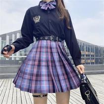 E-sports girl genuine jk uniform lattice skirt full outfit summer original plaid skirt blouse black long sleeve autumn
