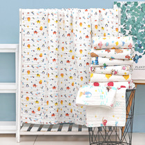 Six layers of pure cotton childrens quilt gauze hug quilt pleated towel quilt Seersucker bath towel Cartoon printing blanket 110*110