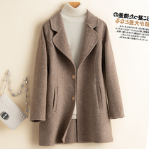 Double-sided wool coat Womens medium coat Slim slim suit collar Small anti-seasonal wool coat