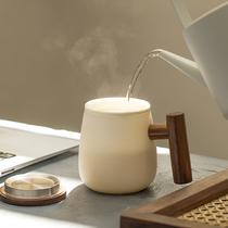 Ceramic Tea Tea Cup Upscale Goat Fat Jade Porcelain Tea Cup Tea Water Separation Water Cup Mark Cup With Lid Customized Gift