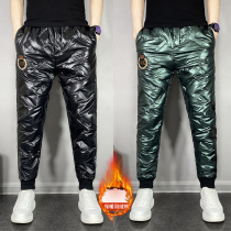 Down pants men wear winter outdoor thick white duck down warm youth tooling casual pants plus velvet leggings