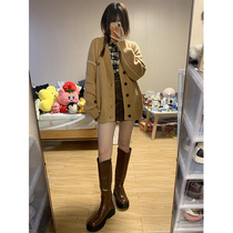 2021 New early autumn explosive top knitted women Spring and Autumn French loose lazy sweater cardigan jacket