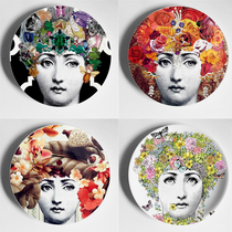Italian face flower fairy hanging plate ceramic Nordic sitting room model room wall decorative art ornaments
