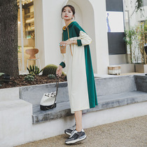 Pregnancy Woman Dress Early Spring Coupe Dresses Dresses Dresses Mid-Length Ram Dress Code Dresses Dress Girl Dress Korean Version With Cap Pregnant Woman Skirt