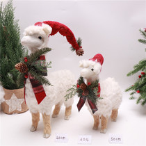 Christmas decorations scene arrangement flocking elk grass mud horse snowman Penguin girl shape window ornaments