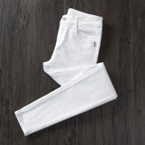 White jeans womens high waist 2021 Spring and Autumn New tight elastic thin small feet pencil pants nine points white pants
