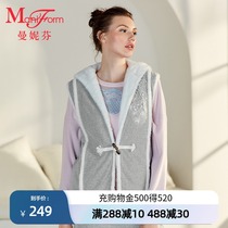 Manifhan cotton hooded versatile vest thickened plus fleece top for ladies horse clip top 20320346