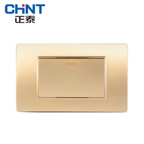 Chint Electric Electric 118 NEW5D Steel Frame Champagne Golden Two One Open Double Control Large Rocker Switch Panel