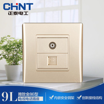 Chint switch socket 86 type NEW9L elegant gold telephone TV socket panel
