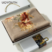 Scarf female winter mother cashmere shawl Lady 2021 new high-grade wool scarf elderly gift box