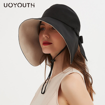 Sunscreen hat female summer Hepburn style hat big brim cover face fisherman hat net red empty top anti-UV sun hat