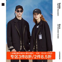 Bosie Black autumn new suit men couple fake two check fashion women casual coat