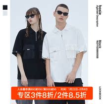 Bosie Black2021 Summer New Short Sleeve POLO Shirt Men's Couple Black and White Tide Brand Hong Kong Style