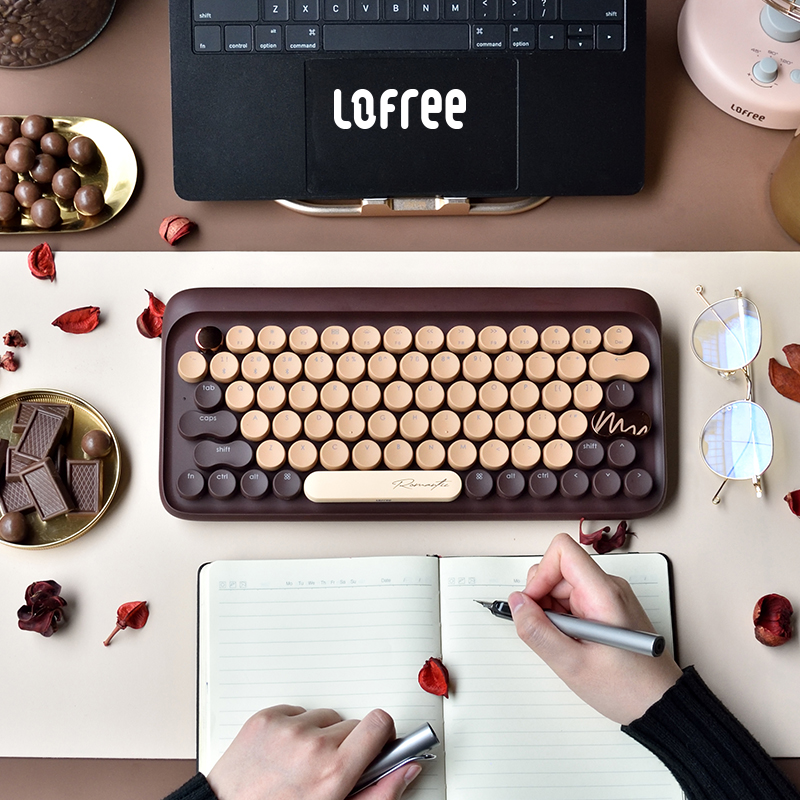 Lofree洛斐巧克力圆点无线蓝牙机械键盘茶轴鼠标套装礼盒送礼女生