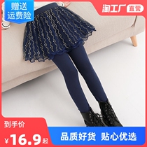 2022 Spring and autumn childlike new children fake two skirts pants girl thin underpants CUHK children half-body dresses