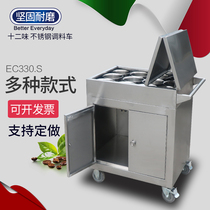  Hotel double-layer stainless steel seasoning car Hot pot shop dipping table with wheels Self-service sauce box Mobile small material cart
