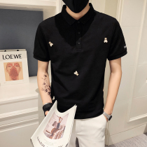 New Mens Tide Brand Slim Bear Lapel Short Sleeve T-shirt Mens Casual Polo Shirt Embroidery Paul Shirt Mens Summer