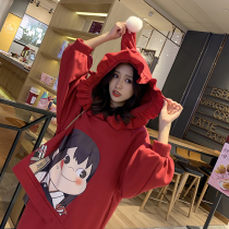 Pregnant women autumn and winter set fashion super cute sweet two-piece autumn new decal plus size pregnant women dress
