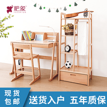 Export Children Full Solid Wood Study Table Lifting German Beech Wood Writing Desk Bookshelf Table And Chairs Combination Suit Home