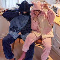 Couple pajamas women Spring Autumn and Winter coral velvet padded velvet flannel 2021 new mens home clothing set