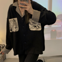 Black Pyjamas Woman Spring Autumn Season cotton 2022 New abstract Summer to enlarge Code Long sleeves Home Residence Suit Suit