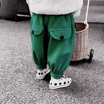 Gush childrens pants 21 Spring spring autumn money for men and women Pants Light Core Suede Pants Baby Casual Han Edition Big PP Pants Tide
