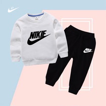 Nike Ton Childrens Clothing 2022 Spring Autumn New Boy Necropolis Child Winter Gushed Sports Suit Girl