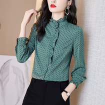 Early autumn wear 2021 new womens fashion high-end chiffon shirt ladies bottoming shirt temperament jacket foreign style