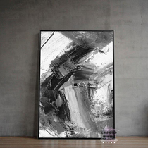 Modern simple living room dining room abstract painting pure hand-painted oil painting oversized porch decorative painting ground painting black and gray White