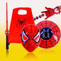 Spider-Man Glowing Mask Child Launcher Gloves Sound and Light Shield Sword Halloween Cloak cos Set Boy