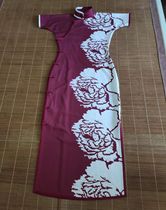 Flat cut without provincial peoples robe fabric-Red Rose