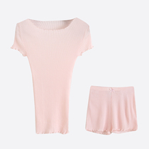 N 29 30 Summer New Foreign Trade Womens Fashion Simple Slim Crewneck Short Sleeves + Shorts Home Set