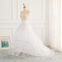 New trailing skirt support bride wedding dress wedding skirt support three yarn two steel ring hard mesh petticoat plus yarn lining
