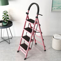 Household ladder small light dormitory upper floor foldable foot pad thick drying rack non-slip support telescopic