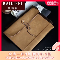 KAILIFEI casual mens envelope bag Korean version of the mens bag clutch bag file bag retro crazy Horse leather briefcase
