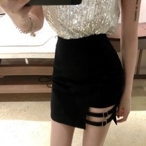 Sexy hip black bag short skirt summer personality high 2021 Hong Kong skirt taste new chic waist female slim thin