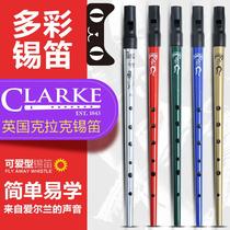 British Clark clarke cute tin flute Irish whistle D C tune six-hole clarke mouth bagpipe