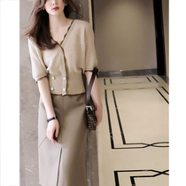 2022 new advanced senses womens clothing spring dress career suit fried street half body dress with small fragrance and two sets of female summer thin