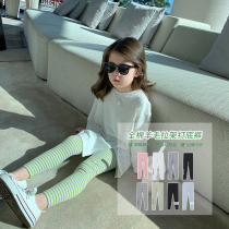 Budding Haru 2022 Spring Autumn New Childrens Slim Fit Pants Children Outwear Pants Girl Foreign Air Hitting Bottom Pants