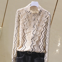 Shirt women design sense niche spring dress 2021 New thick fashion versatile lace base shirt long sleeve top