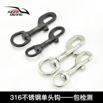 316 stainless steel scuba technology diving single head hook spring buckle like pull adhesive hook side hanging equipment BCD accessories Black