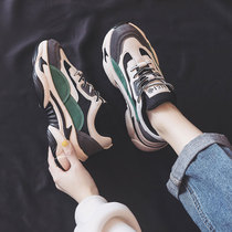 Hong Kong dad shoes womens shoes Net red super fire thick bottom increase ins tide show feet small Autumn Winter plus velvet sports running shoes