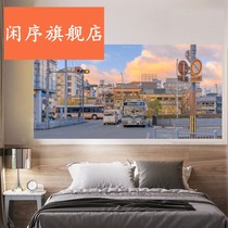 Background cloth ins hanging cloth simple decoration Japanese series Street shooting healing scenery Mount Fuji bedside background wall cloth