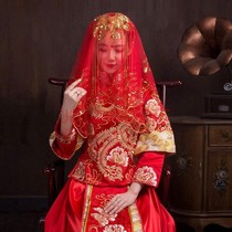 2022 new hijab Bride wedding Chinese style Xiuhe clothing hijab red veil bride wedding red HIPPA