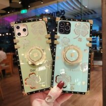 Apple 13promax phone case 12 new straight edge iphone11 personality bracket rhinestone xr ring female