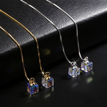 100 Lap Temperament Crystal 925 Pure Silver Earline Woman Long style Anti-allergy Korea Brief Earrings Streaming Su Personality Earrings