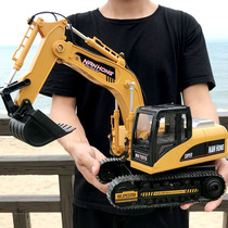 Large remote control electric alloy hook machine excavator childrens toy oversized simulation engineering car model boy car