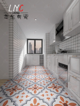 Nostalgic porcelain Moroccan retro kitchen tiles Orange bathroom balcony non-slip floor tiles Famous accommodation tiles