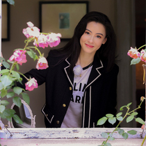 sandro sfpro Shen Mengchen Cecilia Cheung with a small fragrant style suit 21 short socialite black woolen jacket
