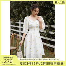 Solo bouquet Large size Fat mm French style Lions dress Women Summer 2022 New hollowed-out embroidered slim white fairy dress
